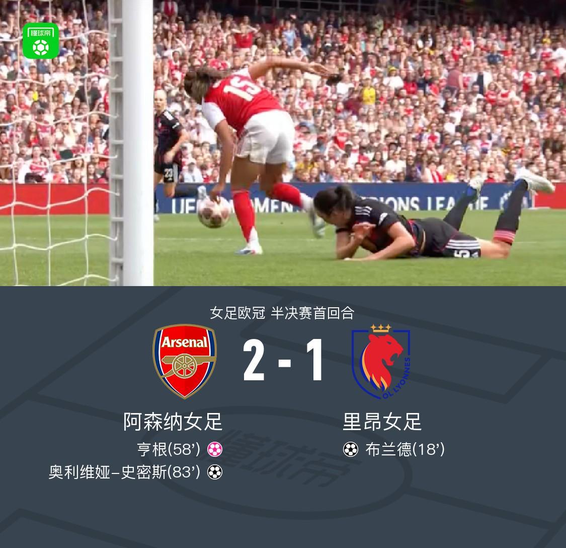开云体育首页-阿森纳女足2-1里昂占先机，史密斯破门，布兰德进球难救主